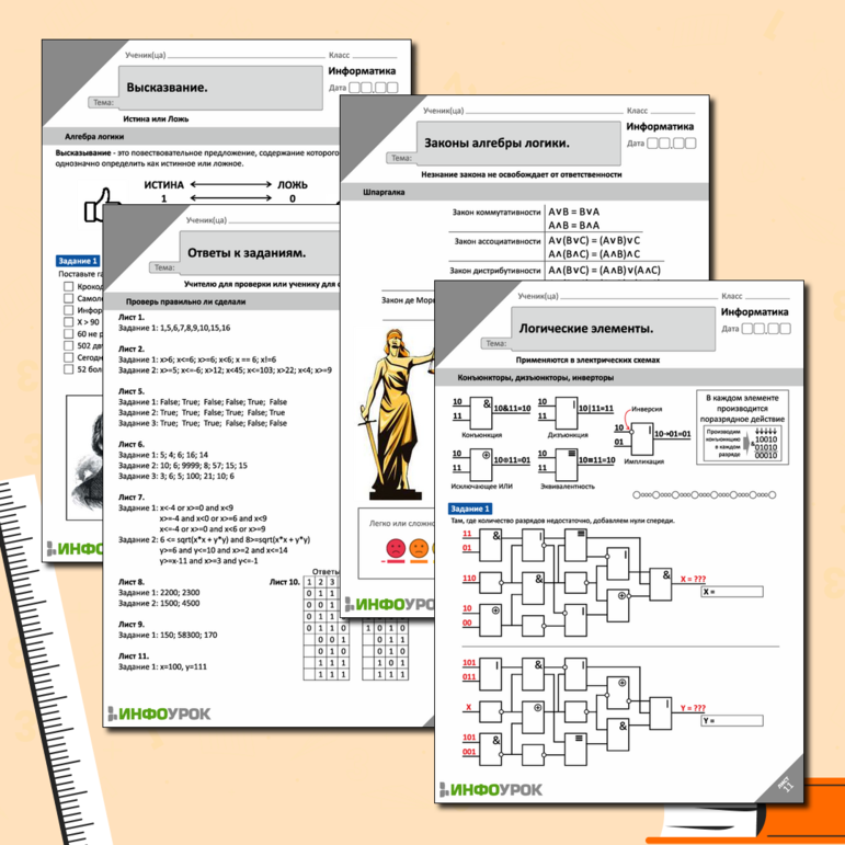 Рабочий лист. Информатика. Алгебра логики.