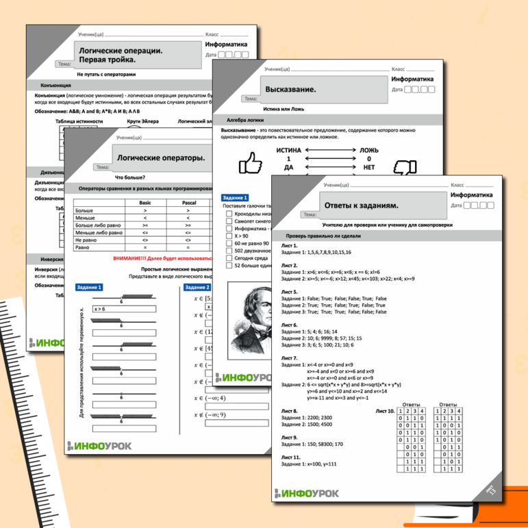 Рабочий лист. Информатика. Алгебра логики.