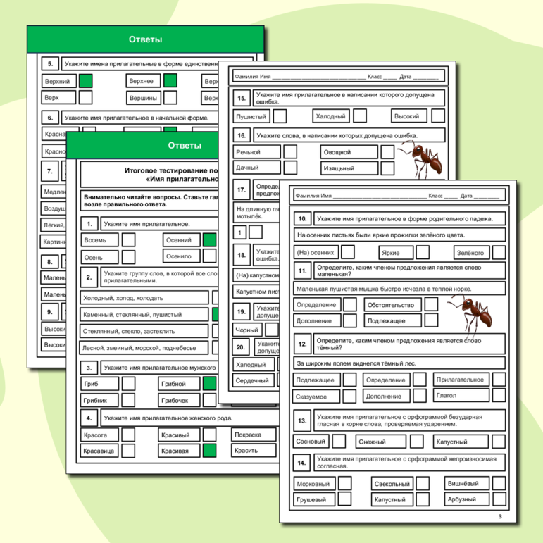 Тест Итоговое тестирование по разделу Имя прилагательное 4 класс