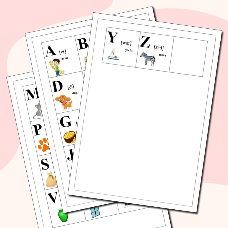 Карточки для изучения английского алфавита.